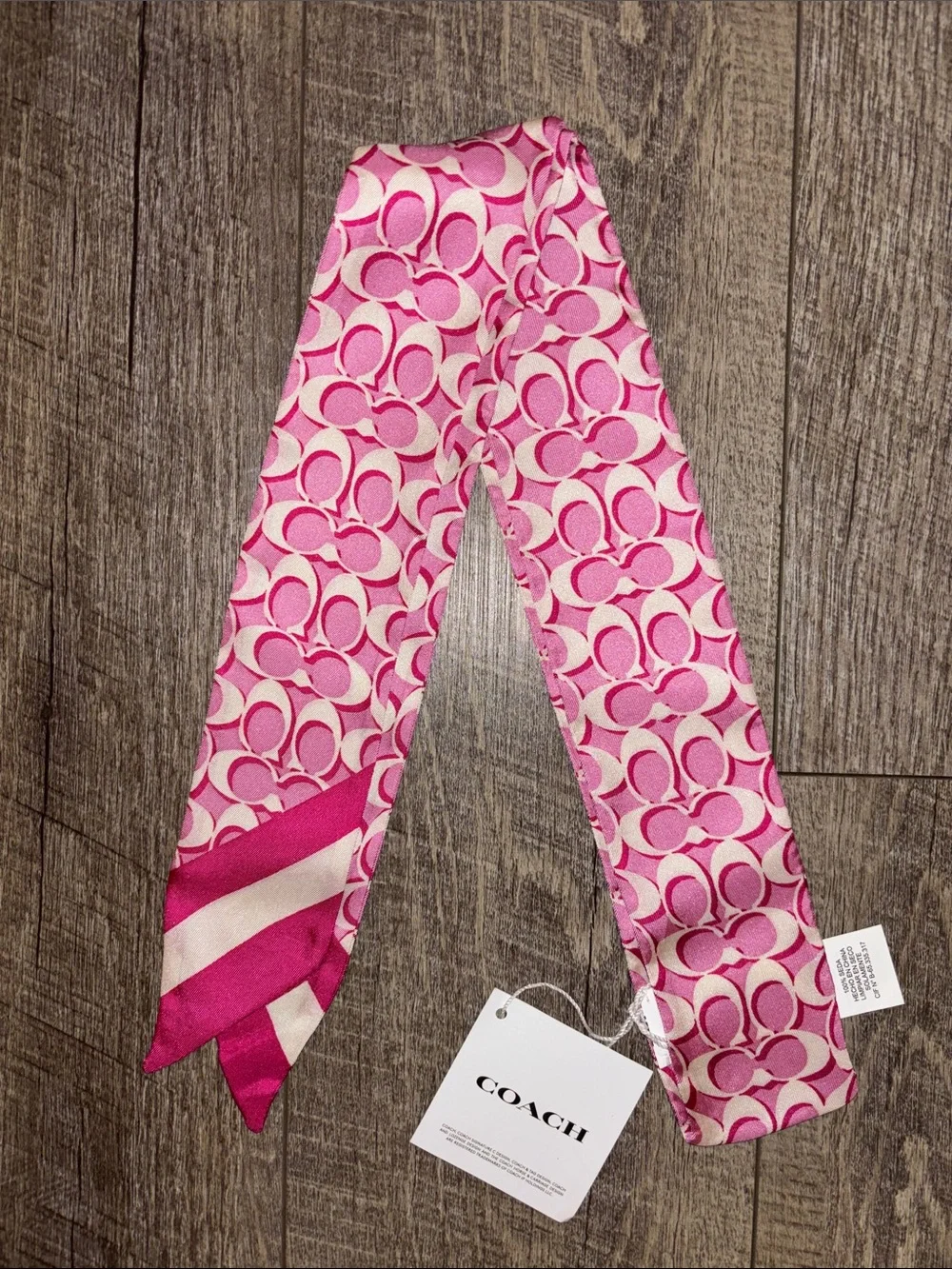 Coach Silk Twilly Scarf NWT Bold Pink